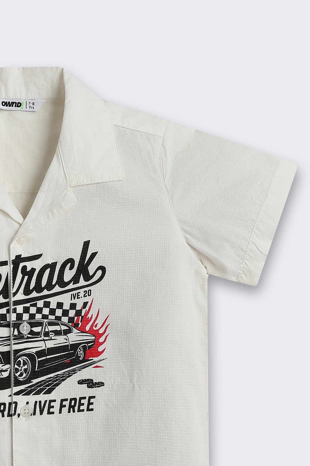 White Graphic Regular Fit Shirt For Boys