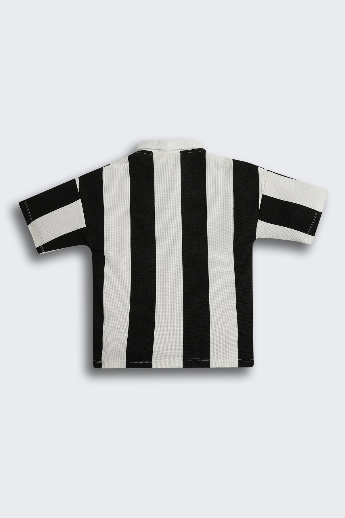 Black Stripes Regular Fit Polos For Boys