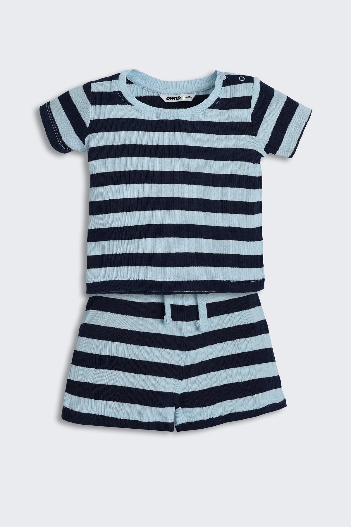 Blue Striped Regular Fit Co-ord Set For Infant Boys