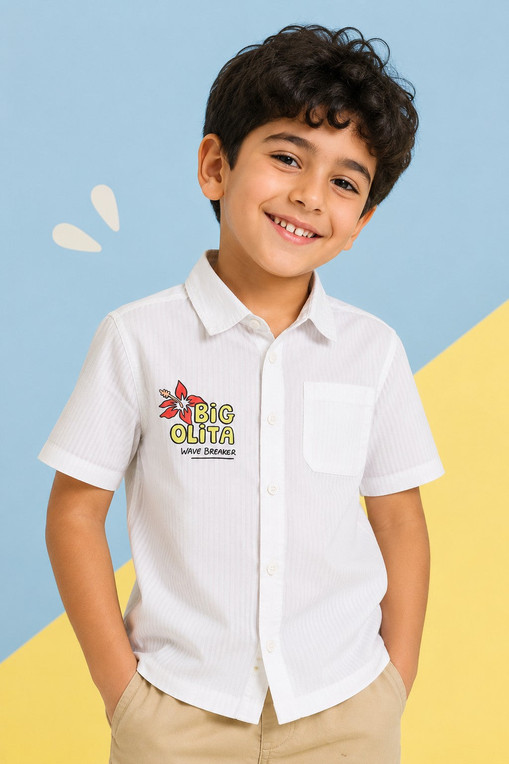 White Graphic Printed Regular Fit Shirt