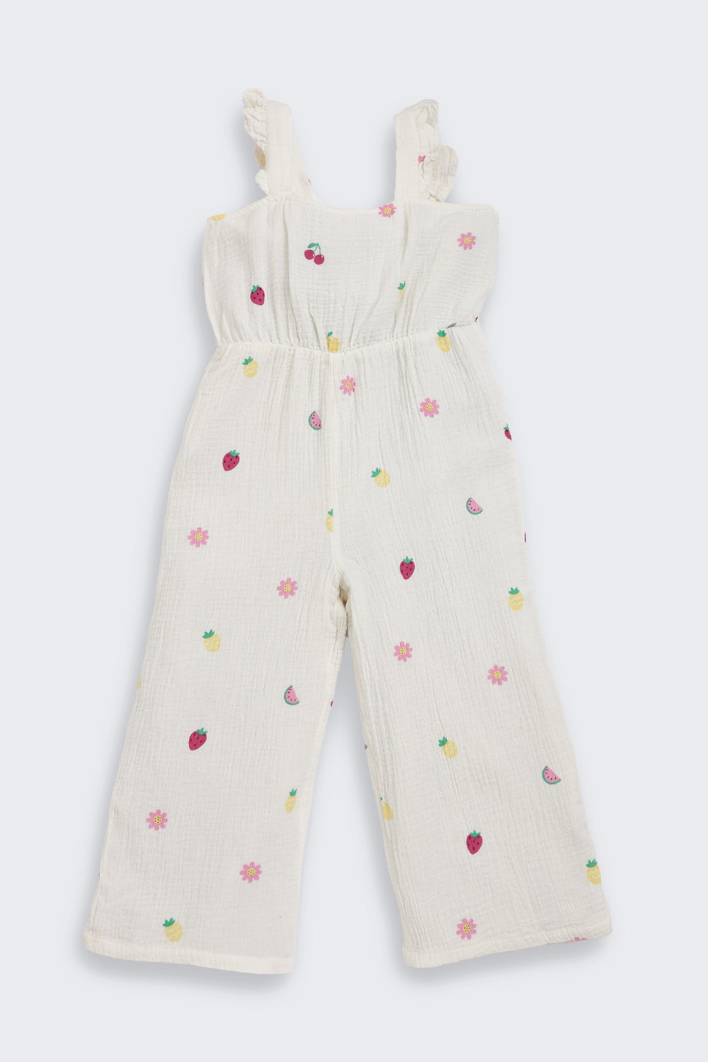 White Fruits & Flowers Printed Regular Fit Jumpsuits
