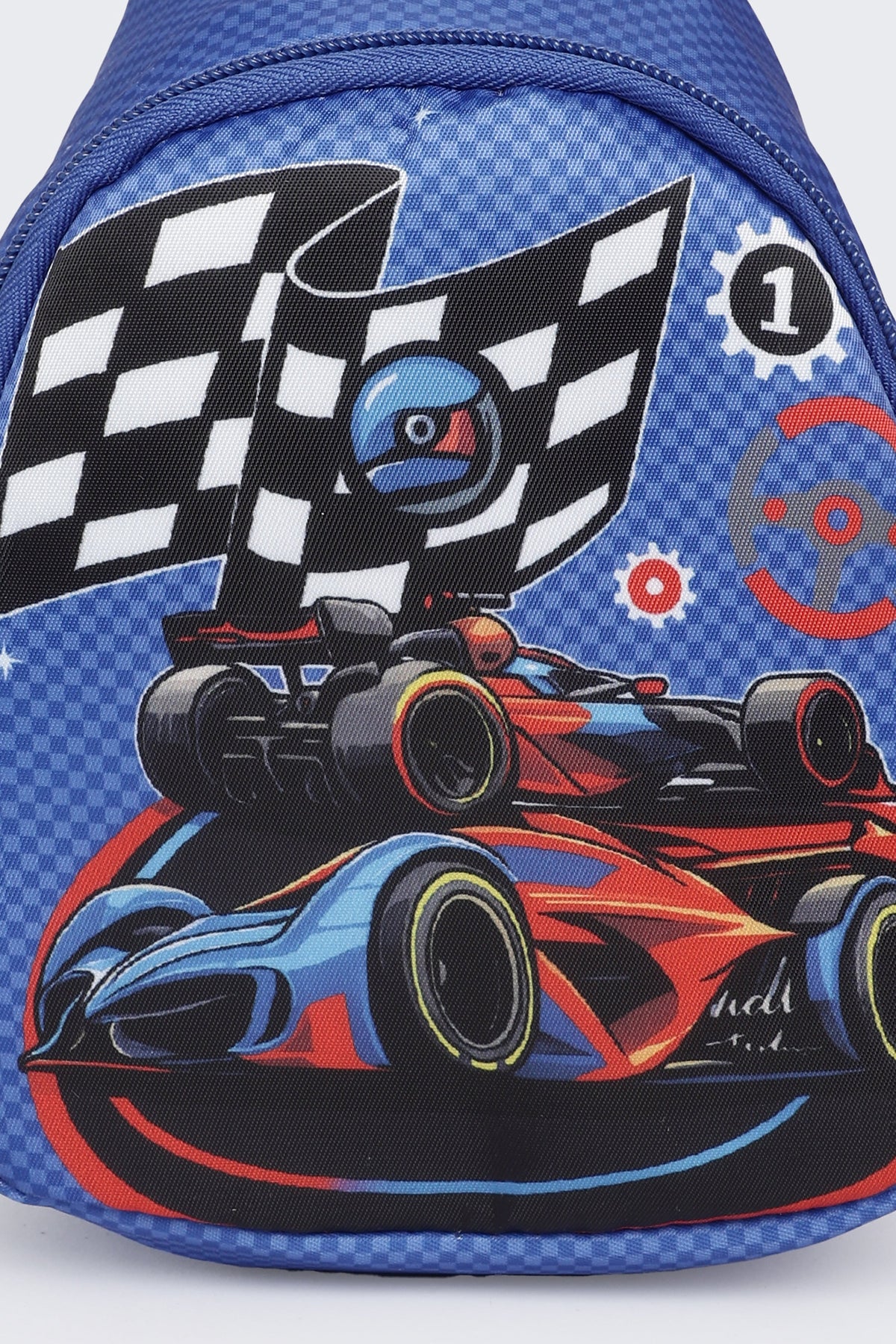 Blue Racing Car Graphic Print Backpack