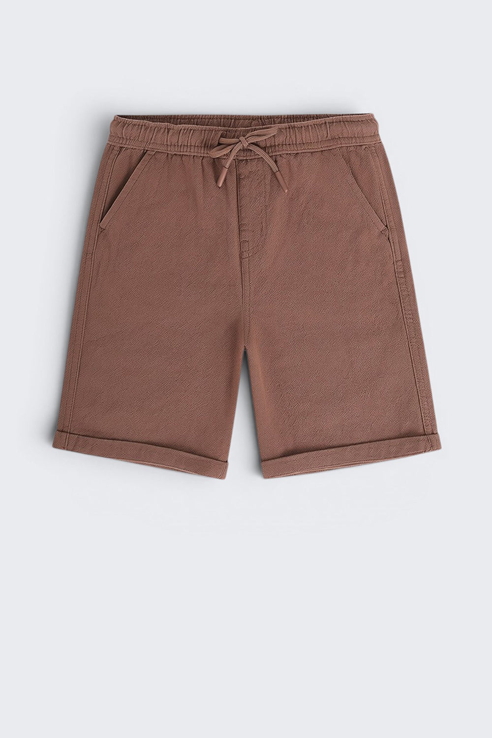 Brown Solid Regular Fit Shorts