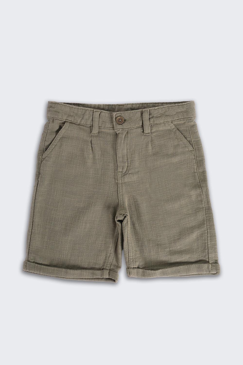 Olive Mid Rise Solid Shorts
