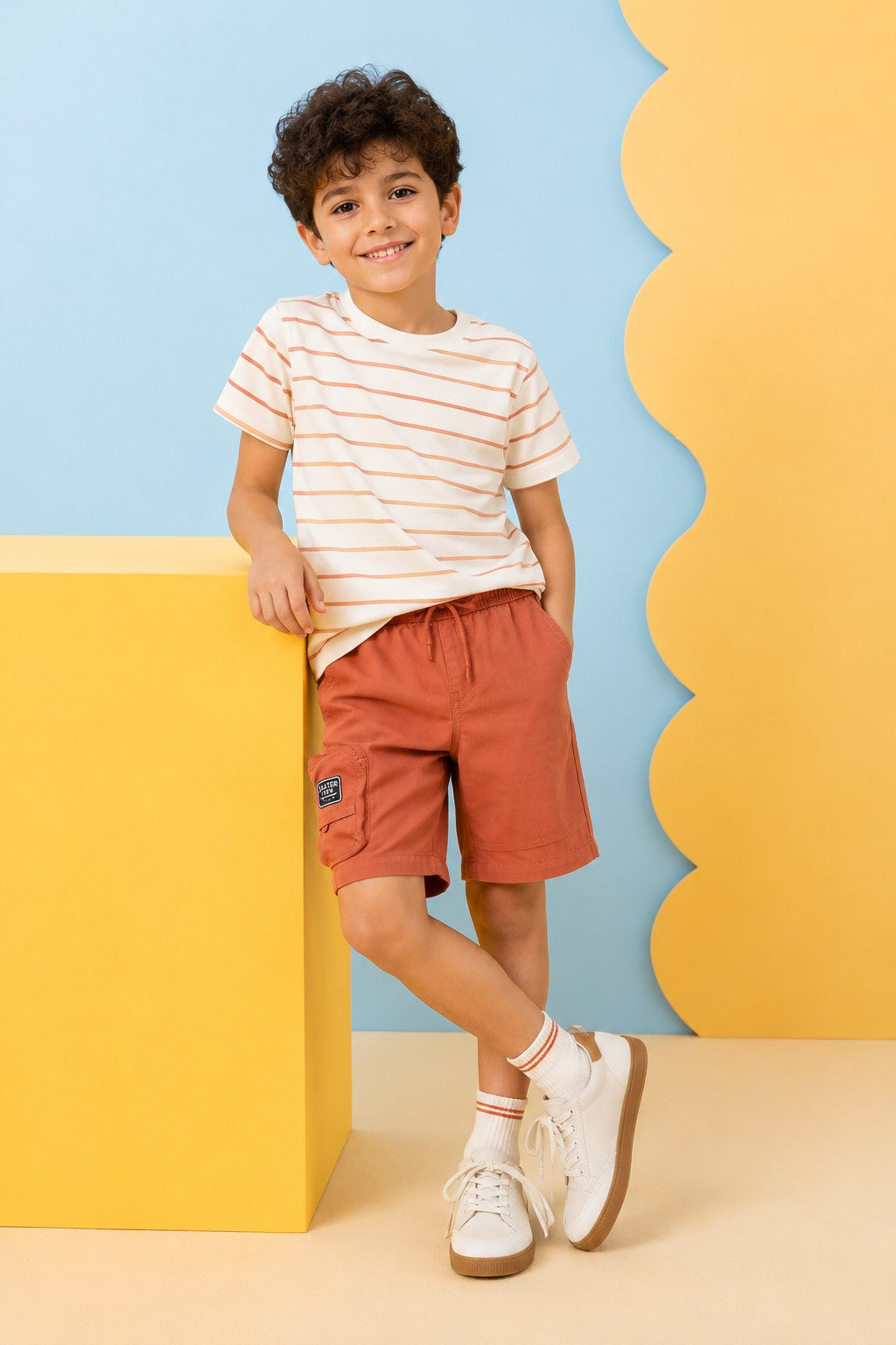 Orange Solid Regular Fit Shorts