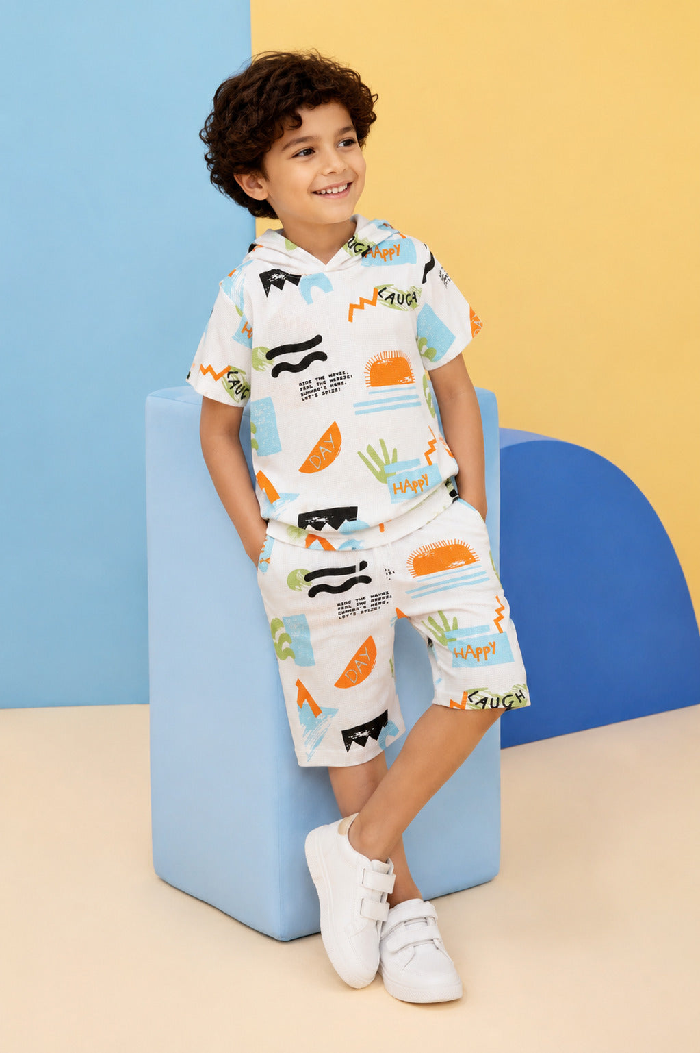 Multi Coloured Cotton Blend Regular Fit Co-ord Set