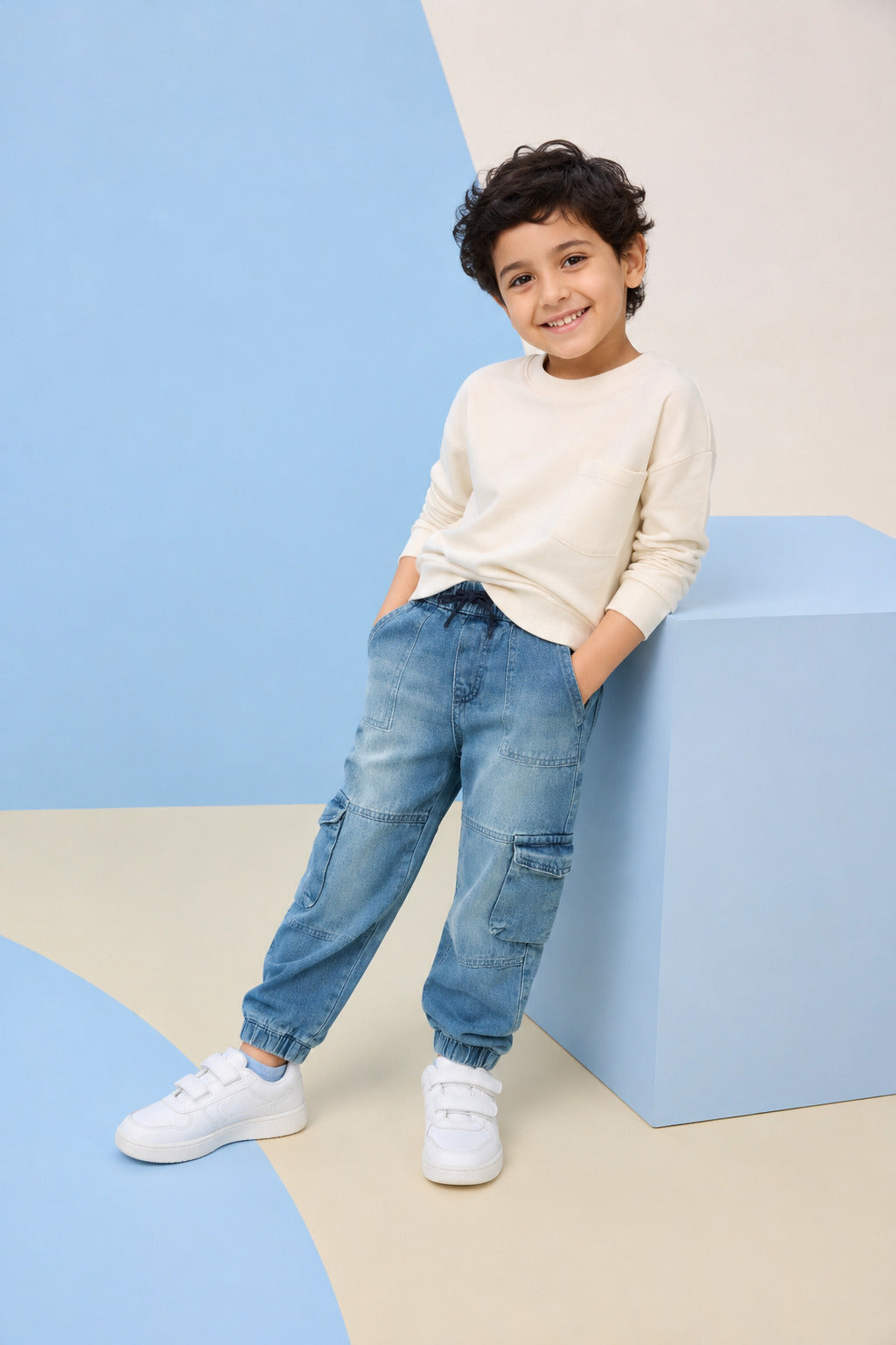 Blue Jogger Fit 6 Pocketed Jeans
