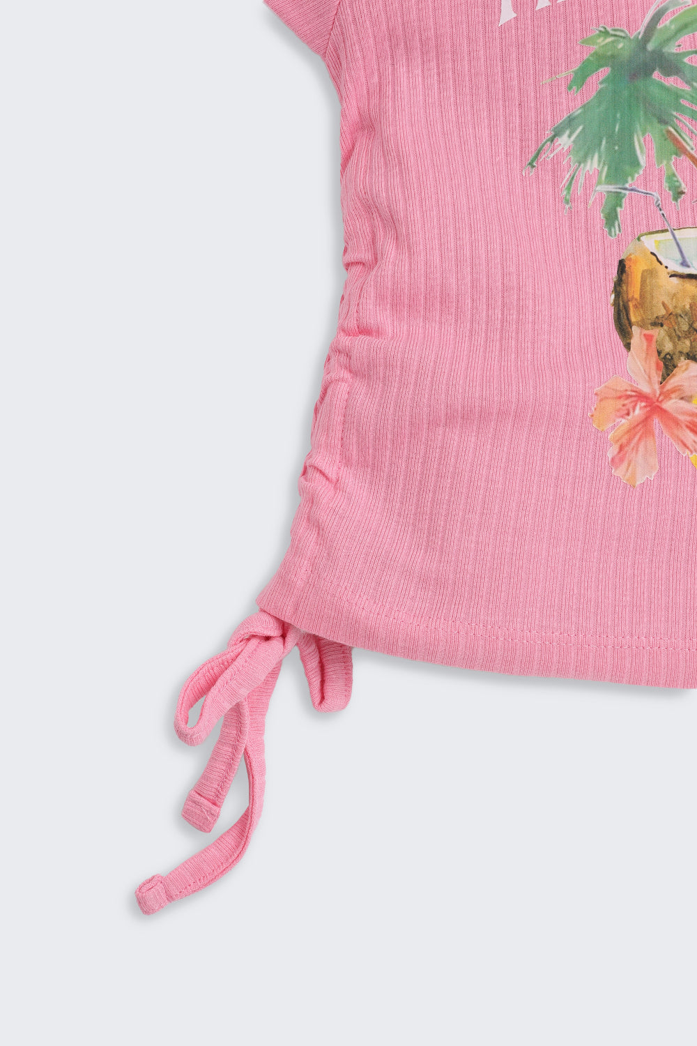Pink Fruits Printed Regular Fit Top