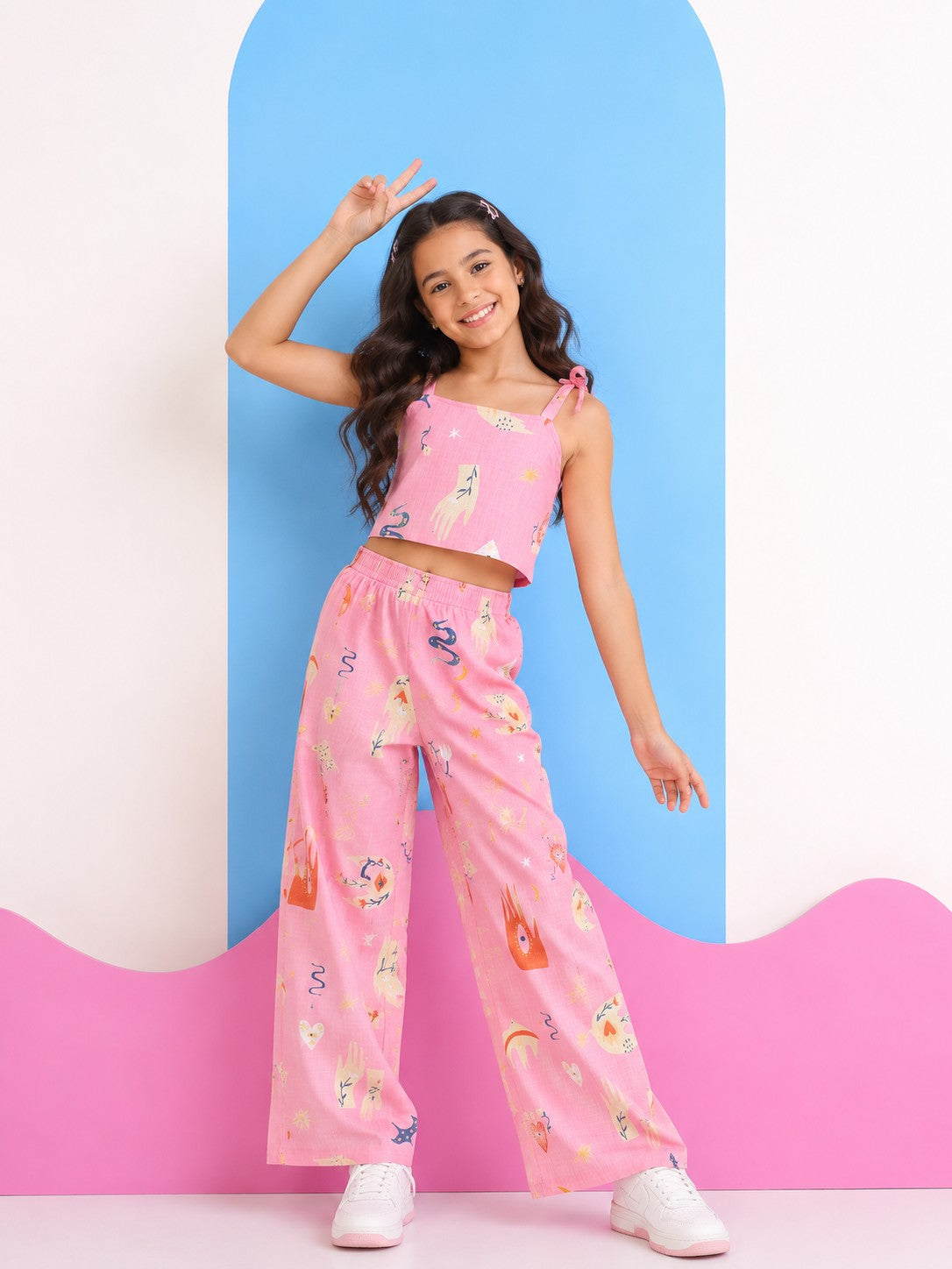 Pink Graphic Printed Regular Fit Co-ord Set