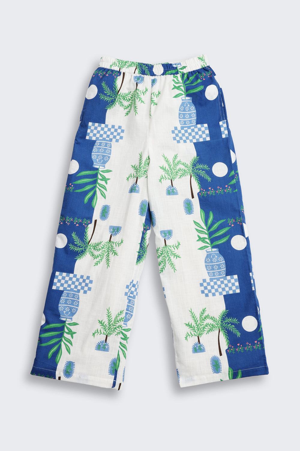 Blue Floral Regular Fit Pants