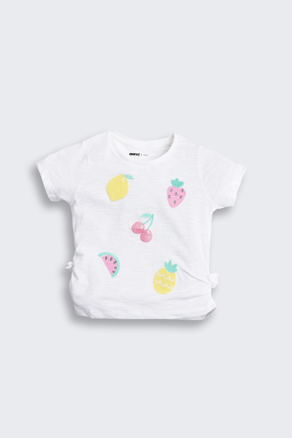 White Fruits Printed Regular Fit T-Shirt