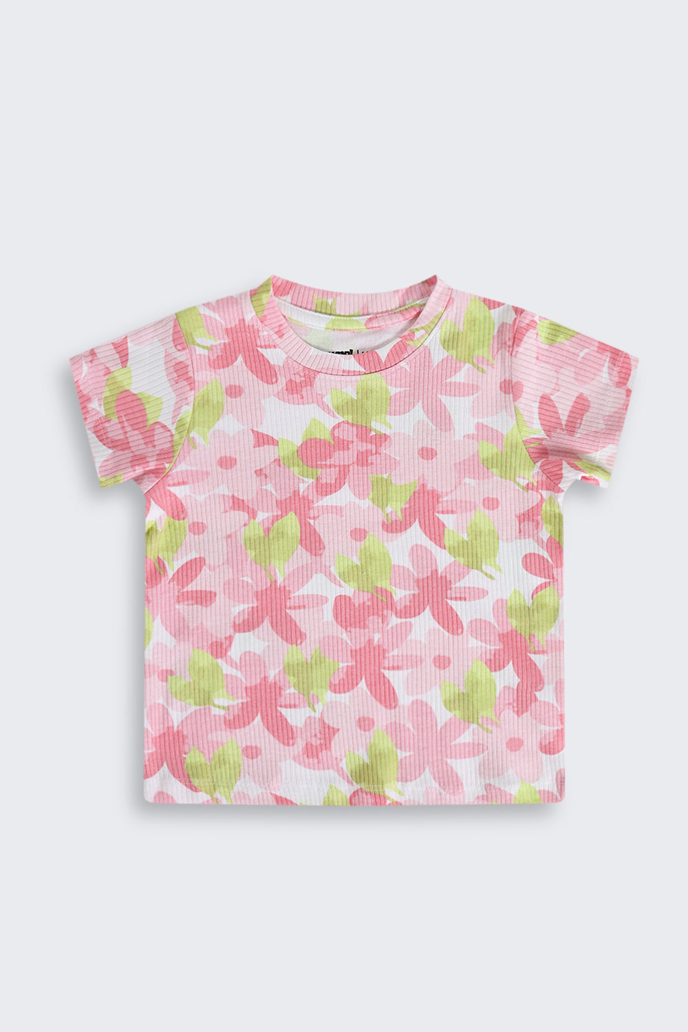 Pink Floral Cotton Regular Fit T-Shirt