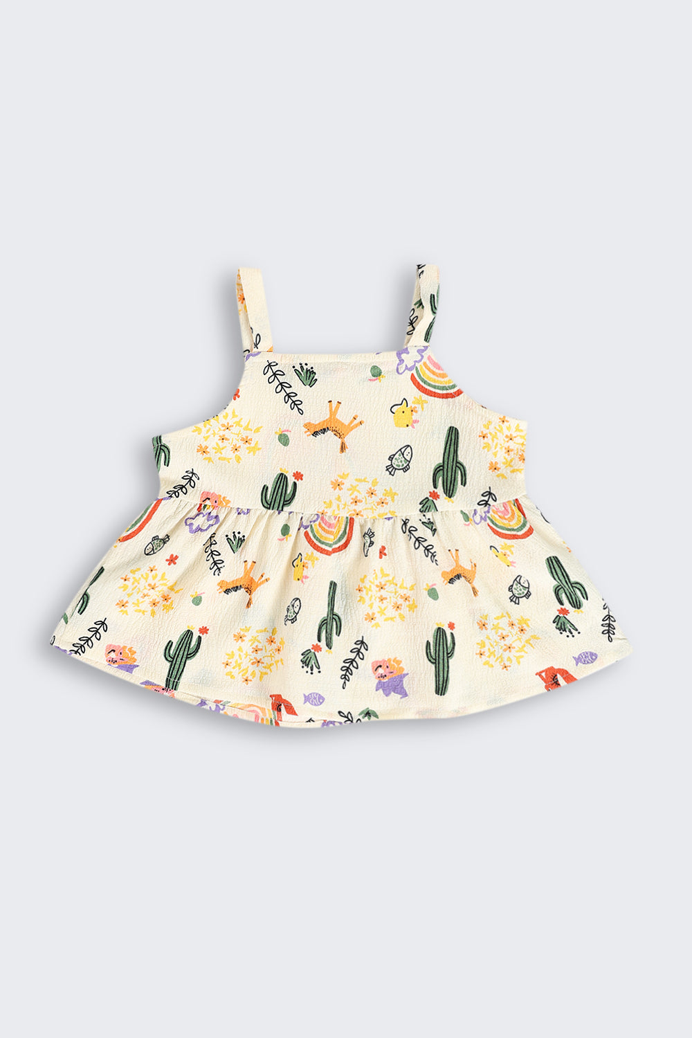 Off White Shoulder Straps Sleeves Regular Fit Co-ord Set