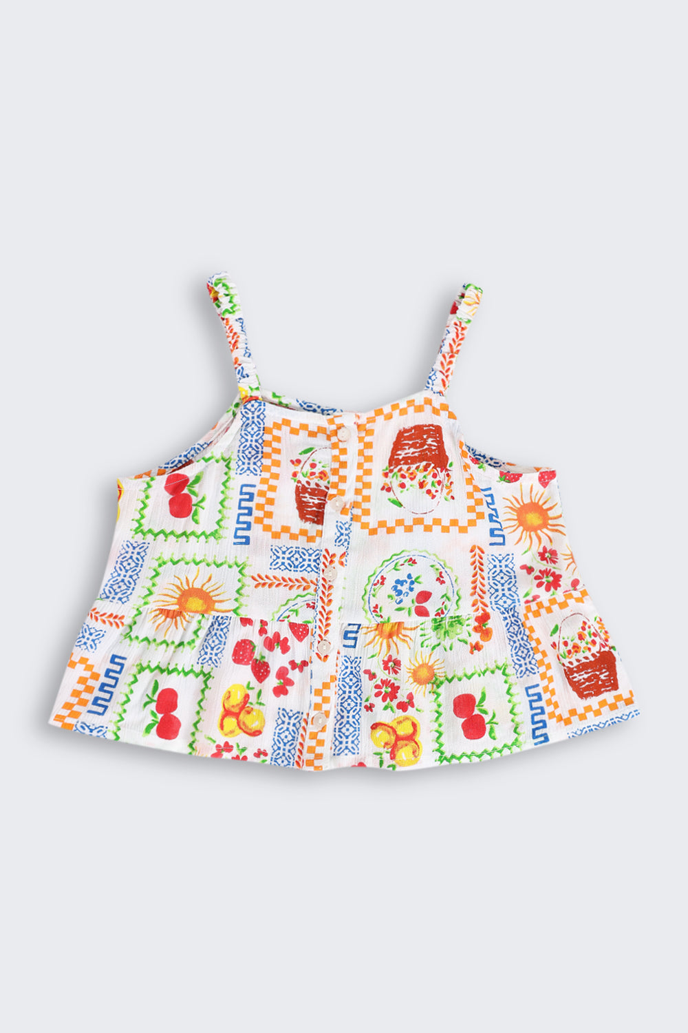 Off White All Over Printed Shoulder Straps Co-ord Set