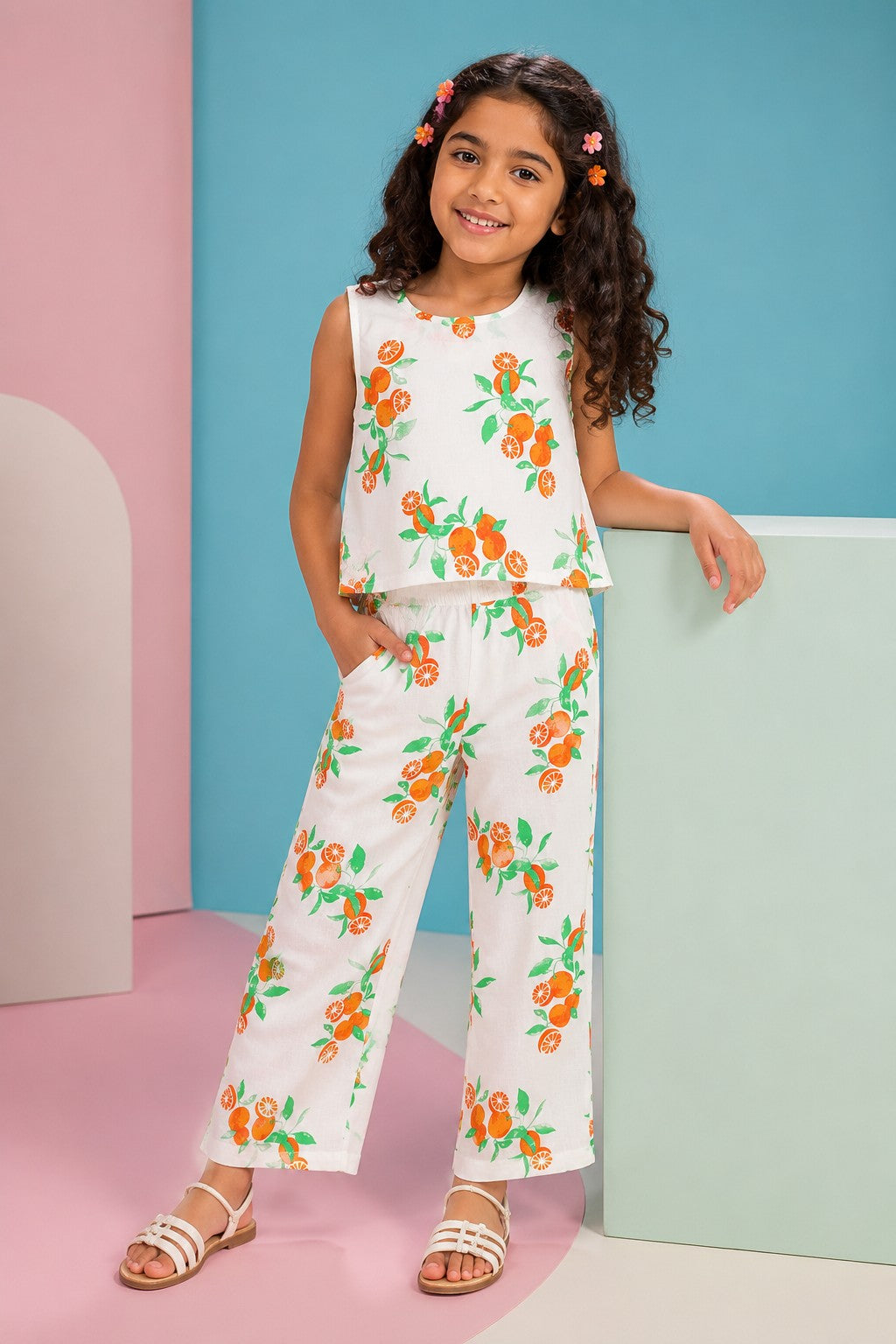 Off White Fruits Printed Regular Fit Co-ord Set