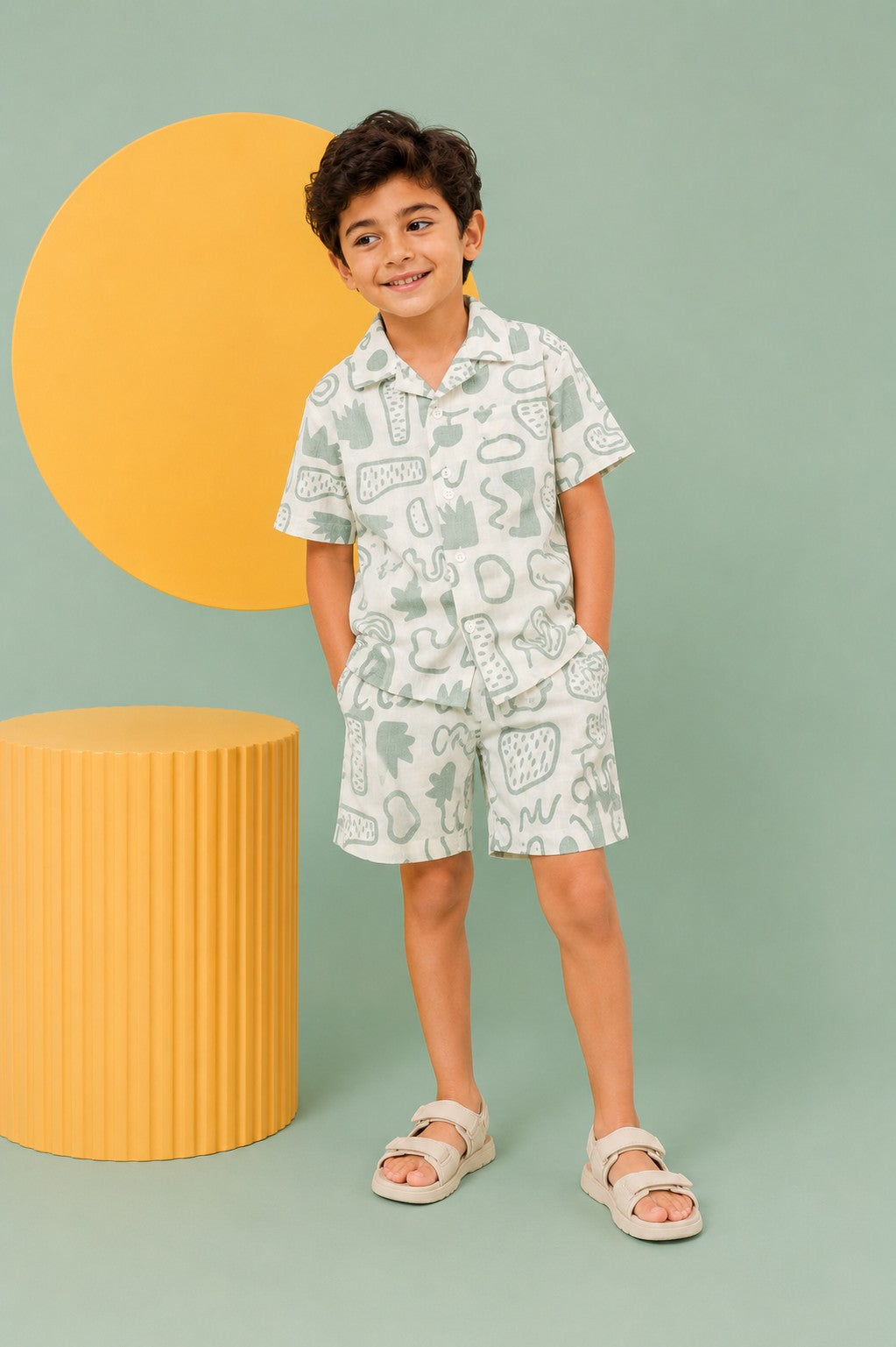 Green Cotton Regular Fit Co-ord Set
