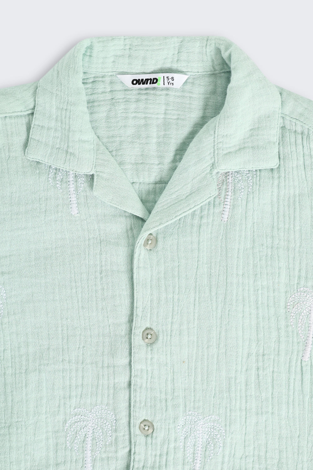 Green Embroidered Cotton Regular Fit Co-ord Set