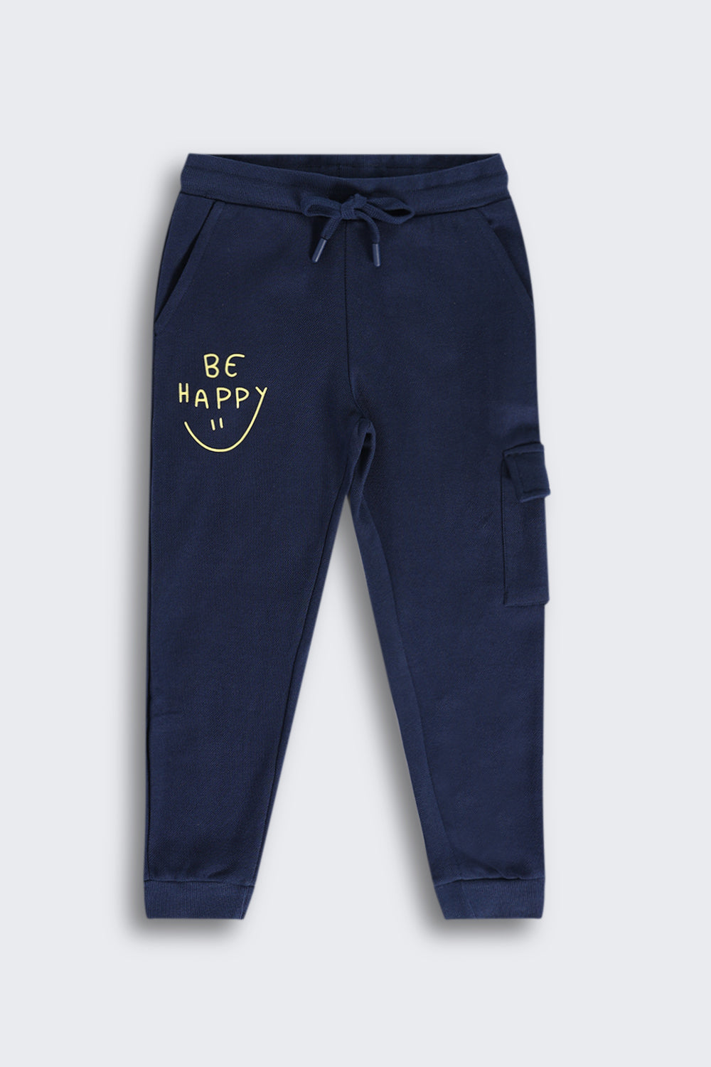 Navy Typographic Cotton Joggers