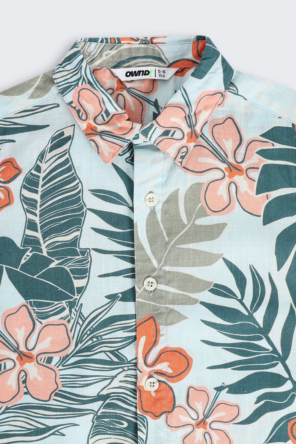 Blue Tropical Cotton Blend Regular Fit Shirt