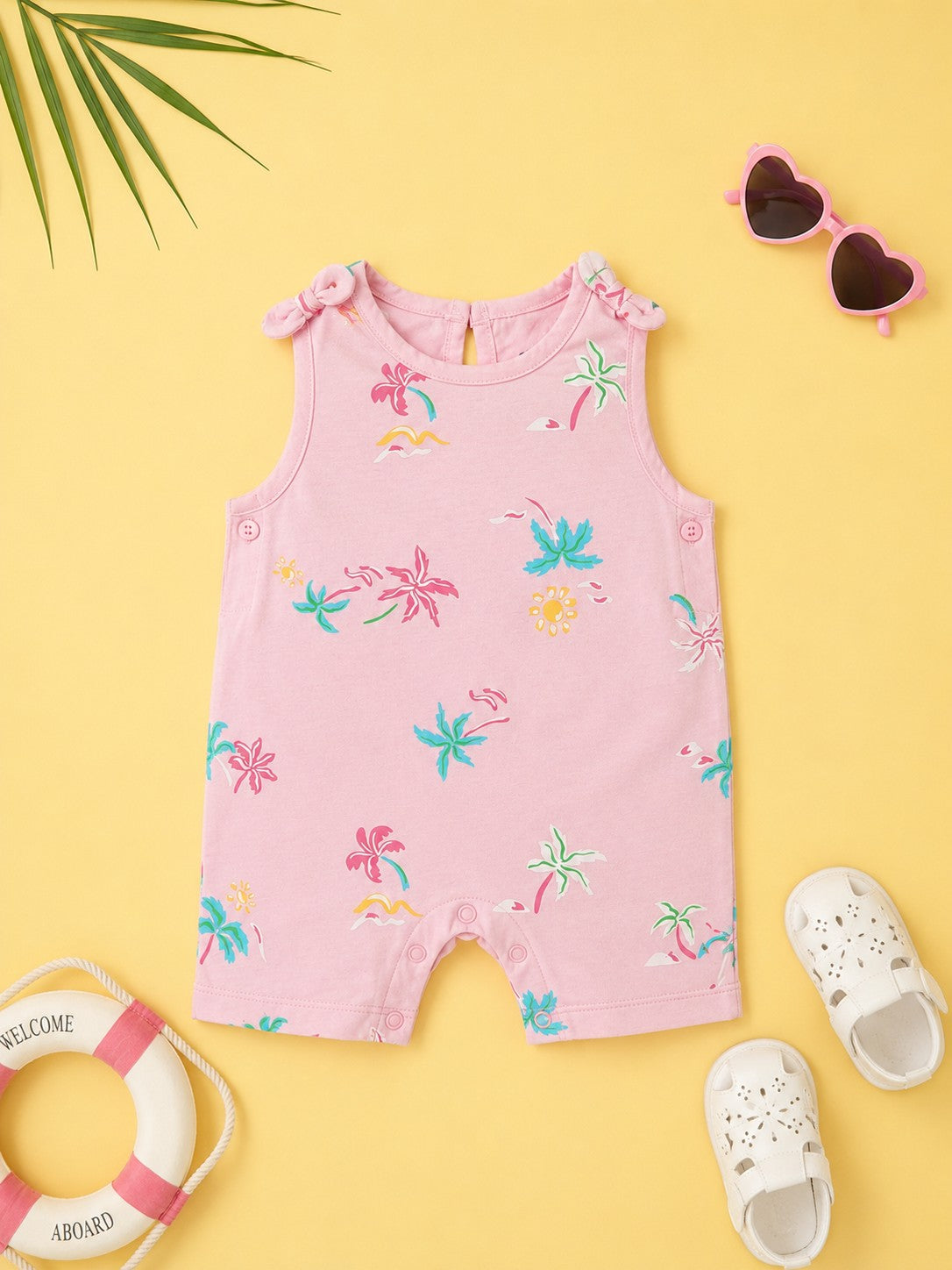 Pink Tree Printed Regular Fit Dungarees