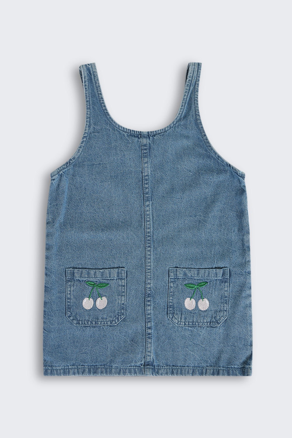 Blue Embroidered Cotton Dungaree With T-Shirt