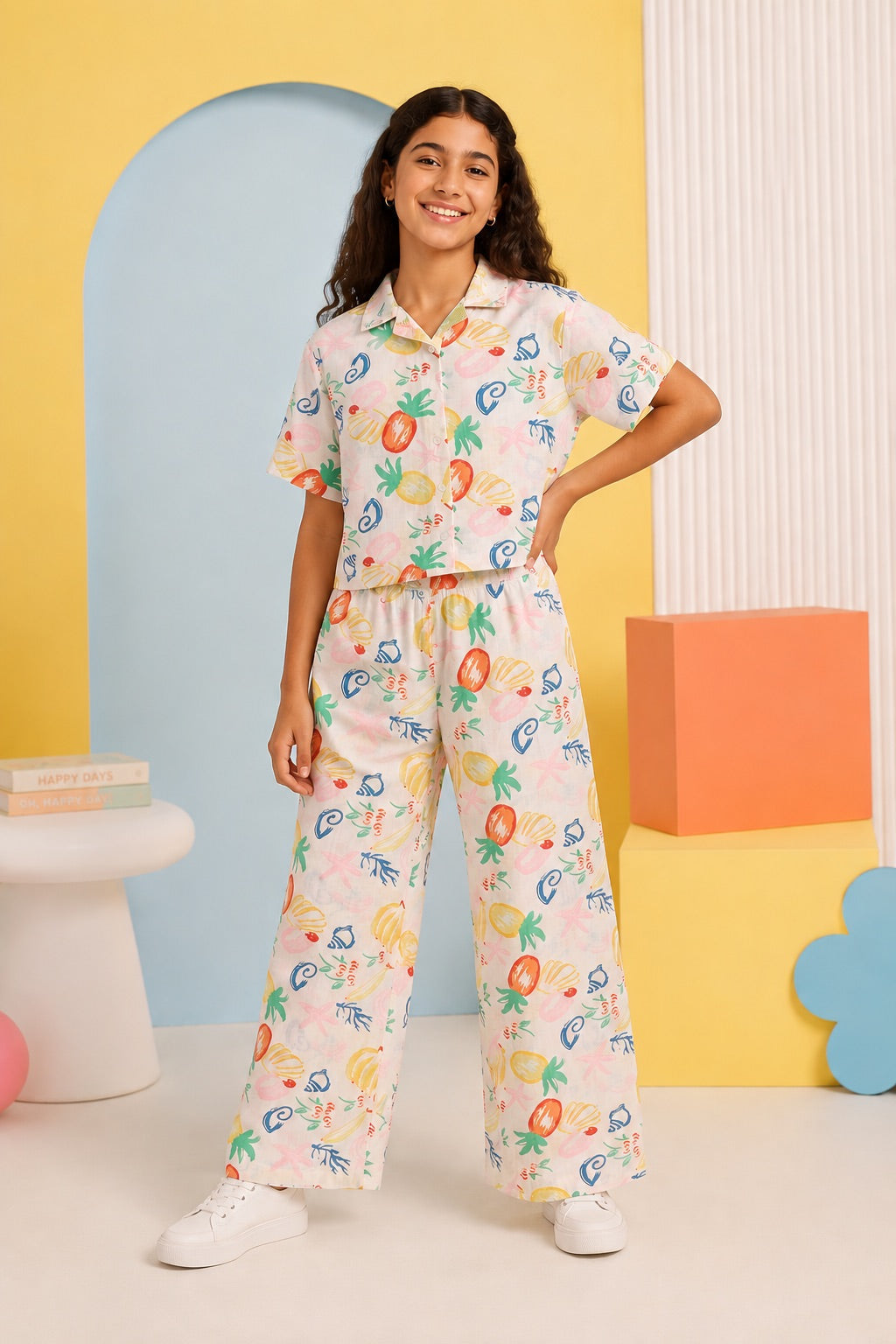 Multi-coloured Fruits Printed Regular Fit Shirt