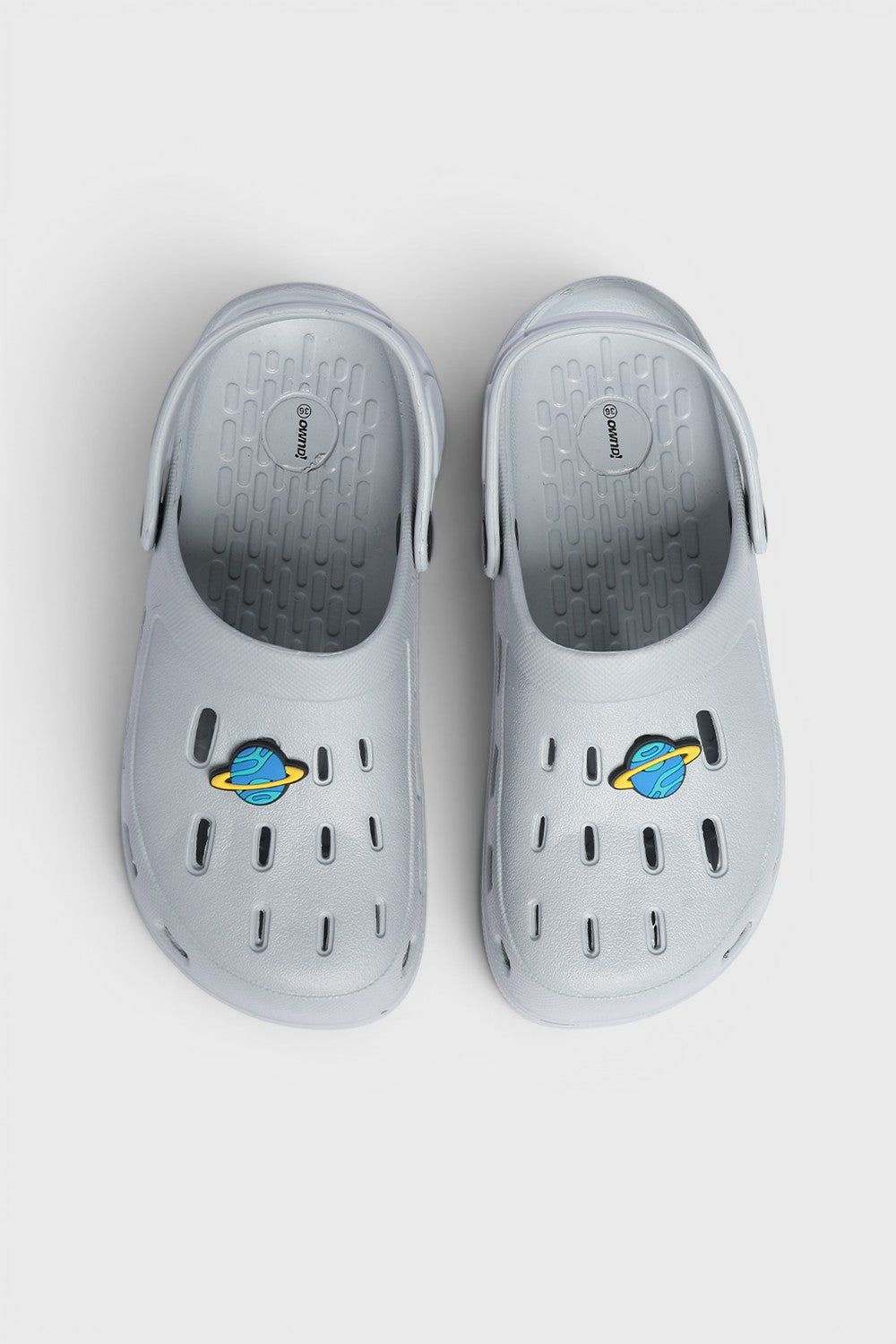 Grey Solid Platform Clogs