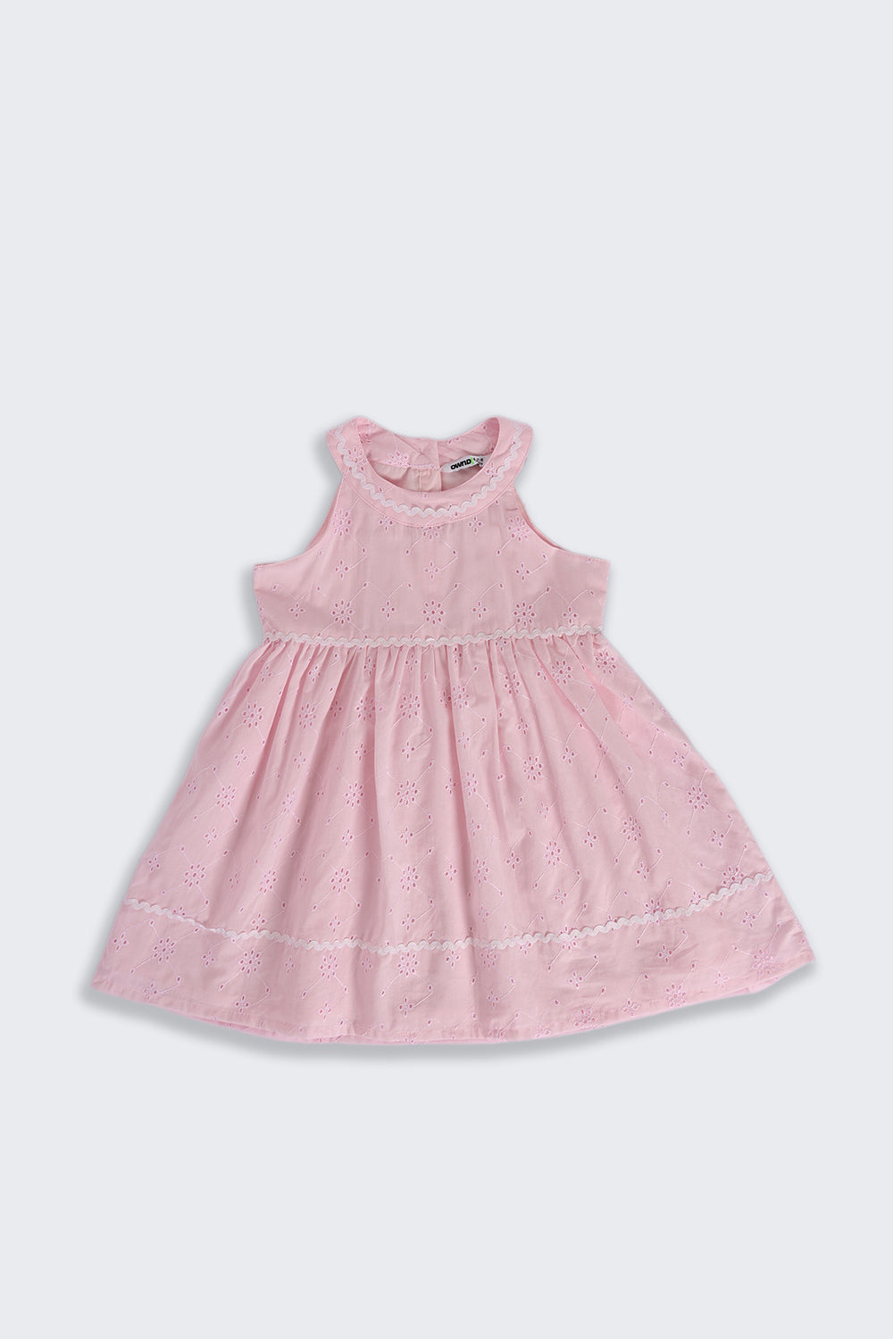 Pink Embroidered Regular Fit Dress