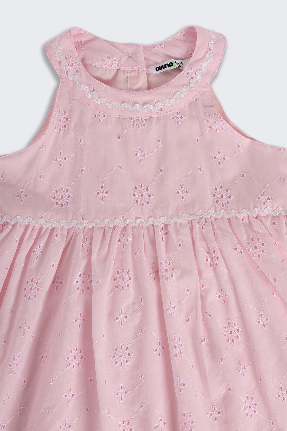Pink Embroidered Regular Fit Dress