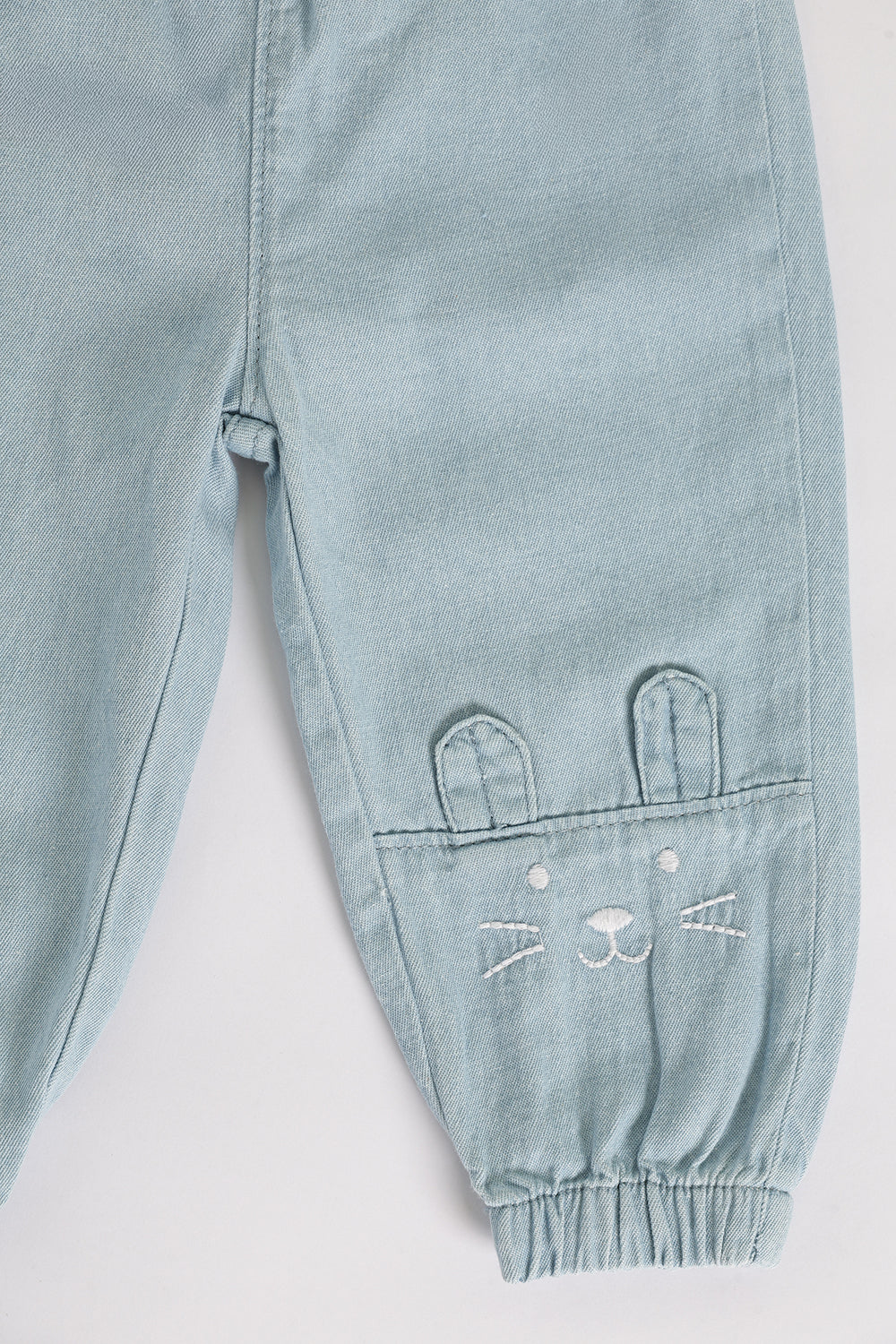 Light Blue Embroidered Rinse Wash Loose Fit Jeans