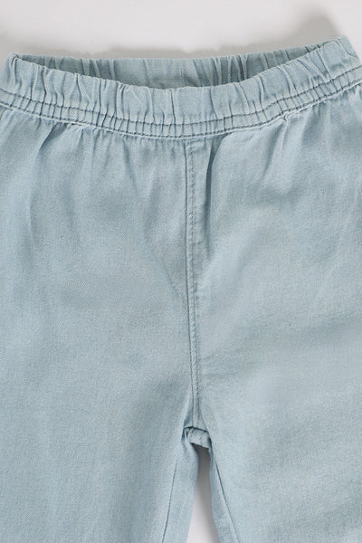 Light Blue Embroidered Rinse Wash Loose Fit Jeans