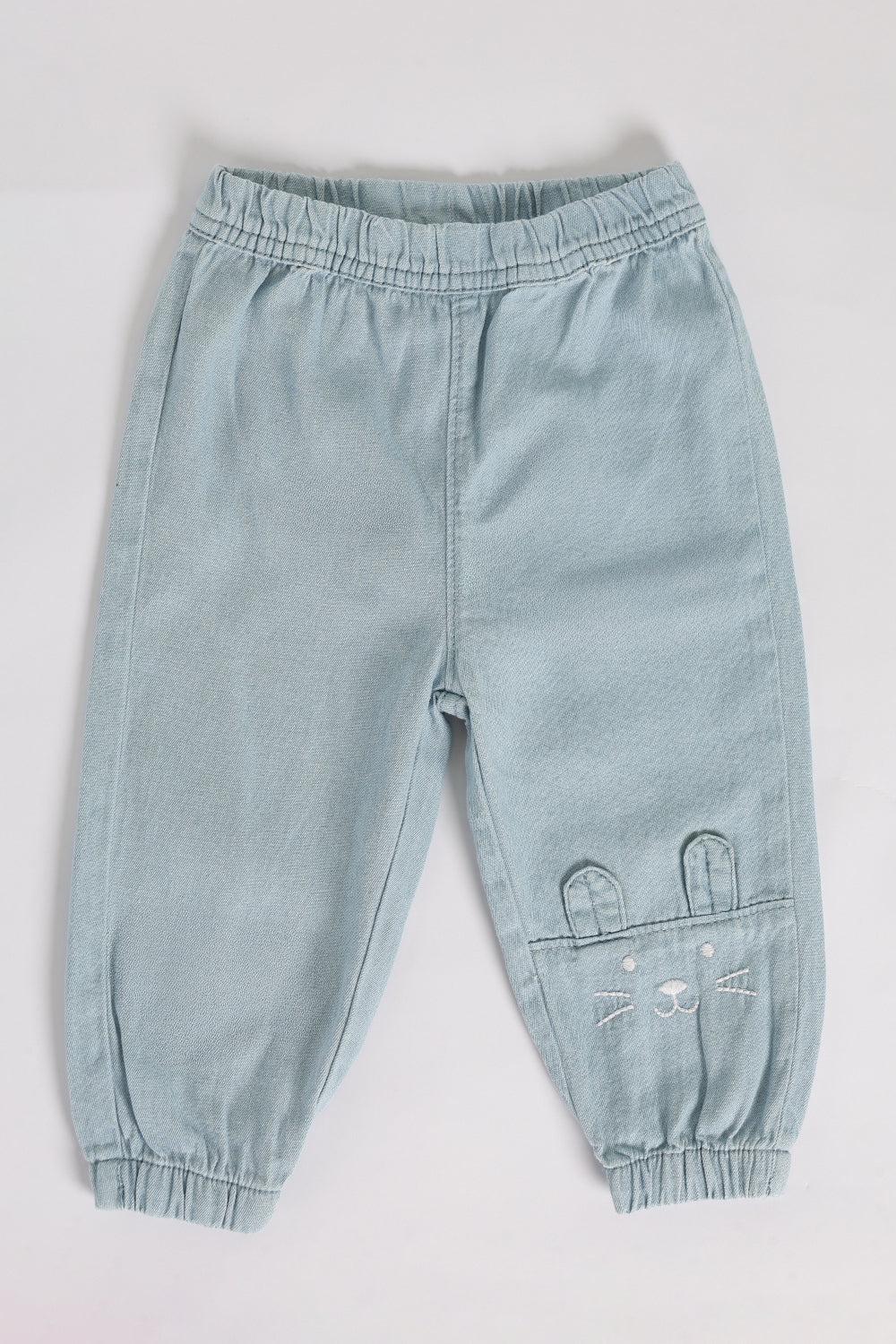 Light Blue Embroidered Rinse Wash Loose Fit Jeans