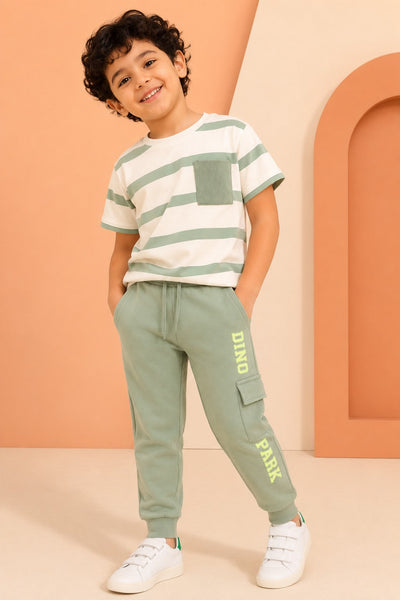 Green Typographic Regular Fit Jogger With 3 Pocket