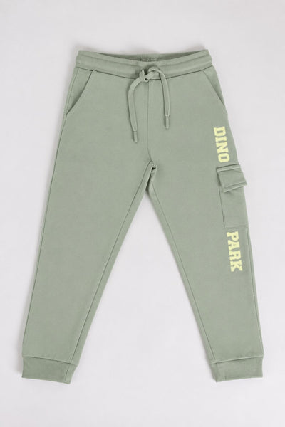 Green Typographic Regular Fit Jogger With 3 Pocket