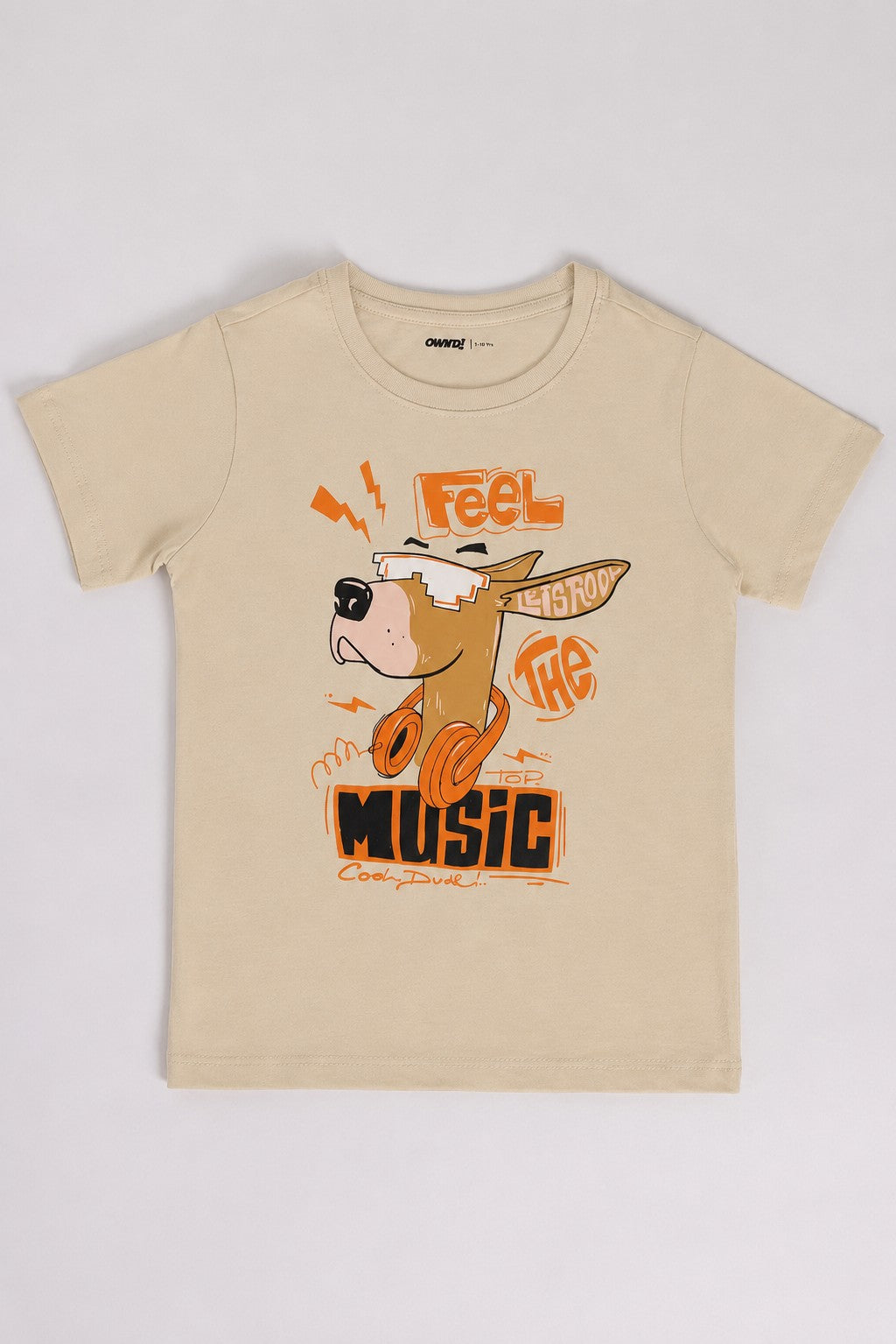 Beige Cartoon Regular Fit T-Shirt