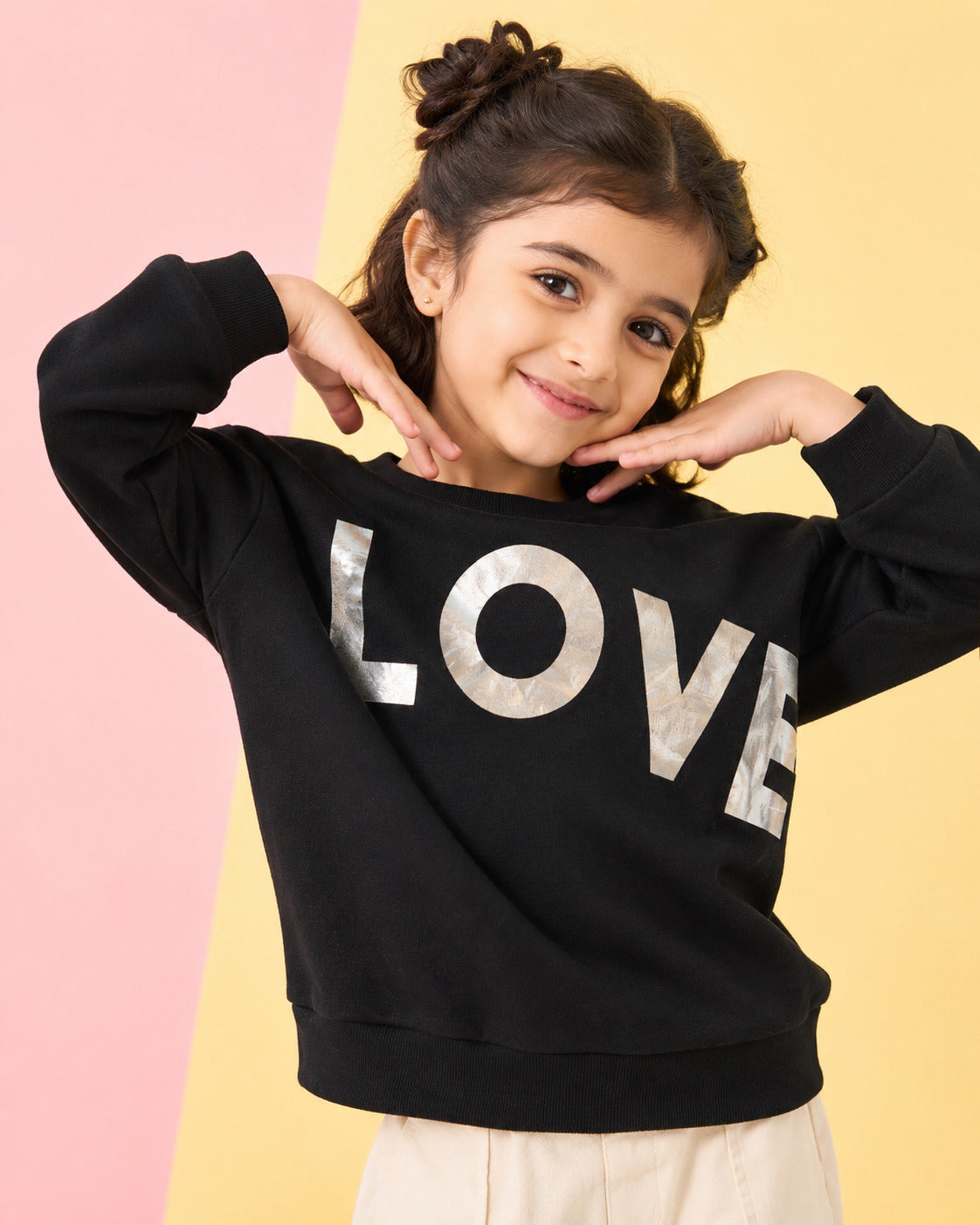 Black Typographic Cotton Regular Fit Sweatshirt