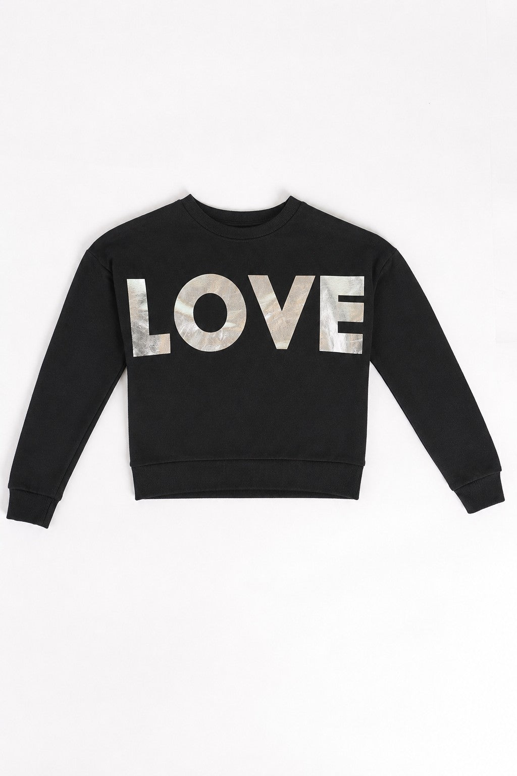 Black Typographic Cotton Regular Fit Sweatshirt