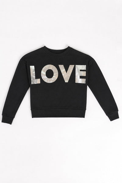 Black Typographic Cotton Regular Fit Sweatshirt
