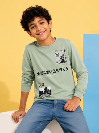 Green Graphic Regular Fit Sweatshirt