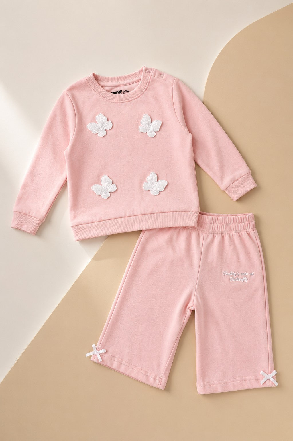 Infant Girls Pink Cotton Regular Fit Co Ord Set