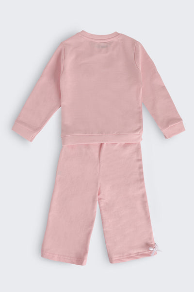 Infant Girls Pink Cotton Regular Fit Co Ord Set