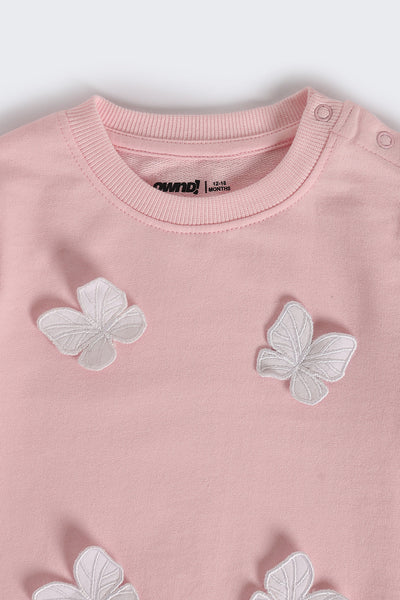 Infant Girls Pink Cotton Regular Fit Co Ord Set