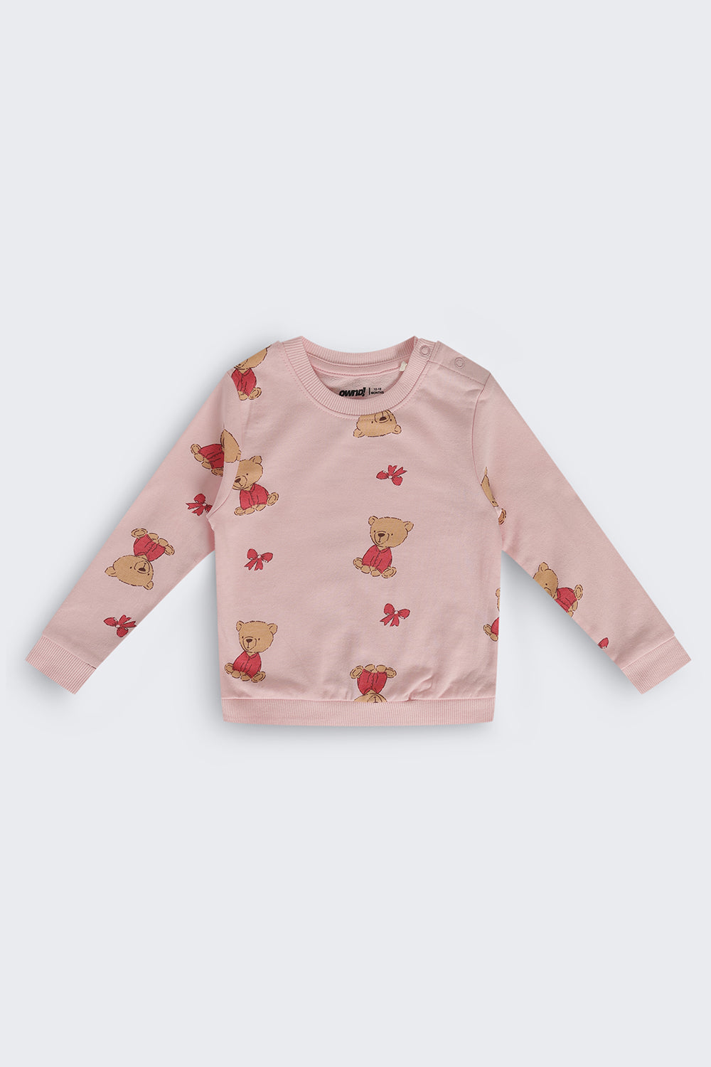 Infant Girls Pink Teddy Cotton Regular Fit Co Ord Set