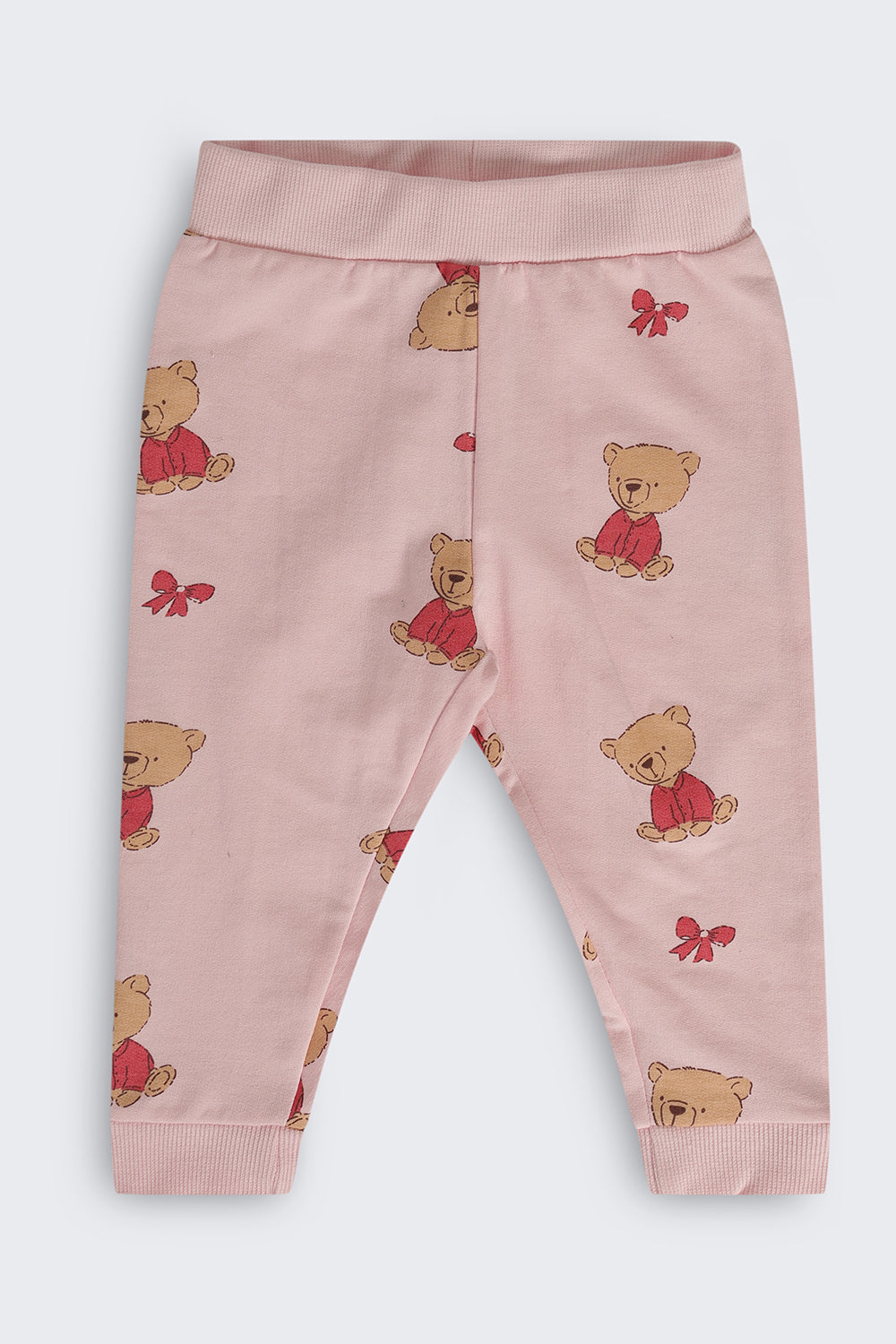 Infant Girls Pink Teddy Cotton Regular Fit Co Ord Set