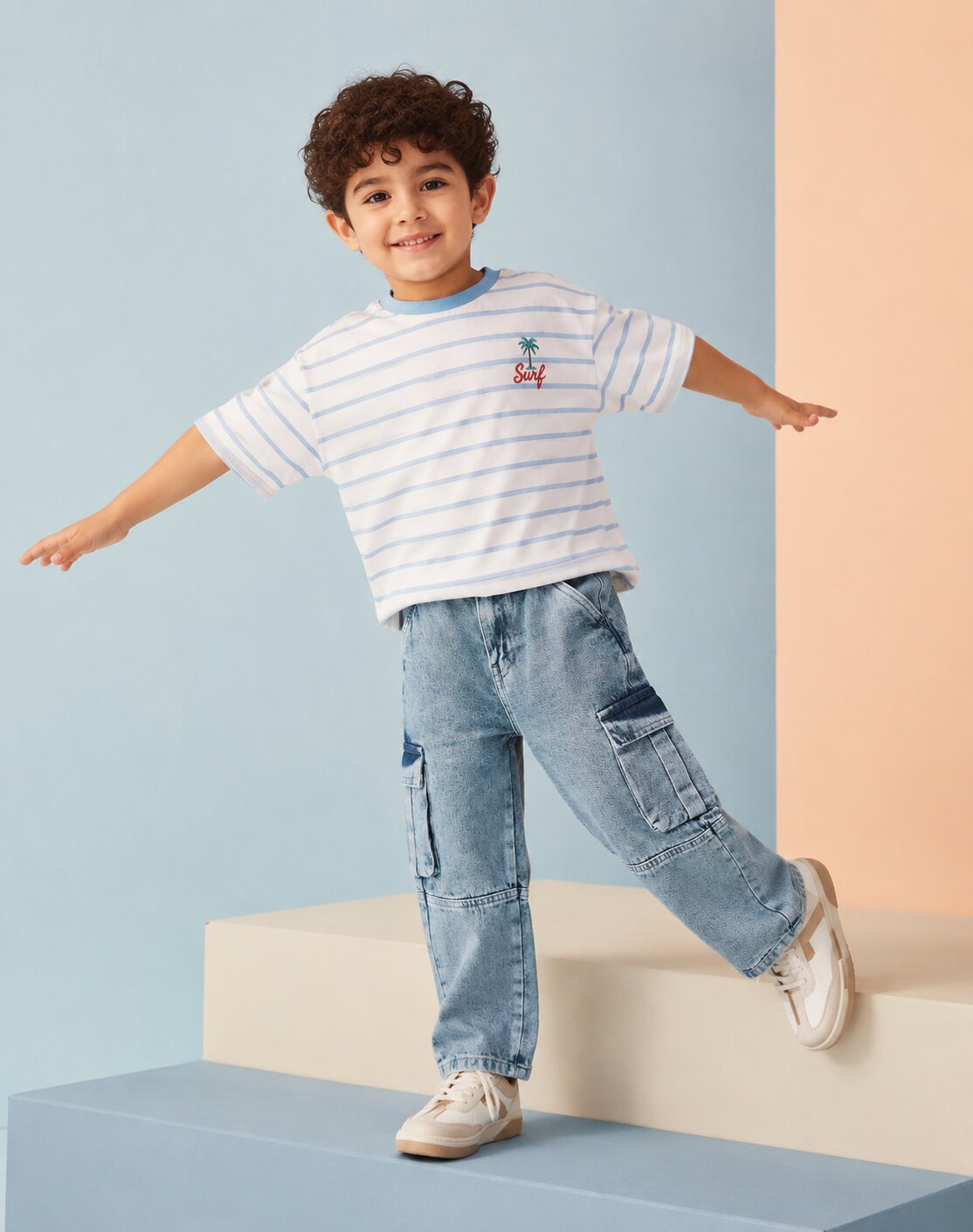 Boys Light Blue Regular Fit Jeans With 6 Pocket