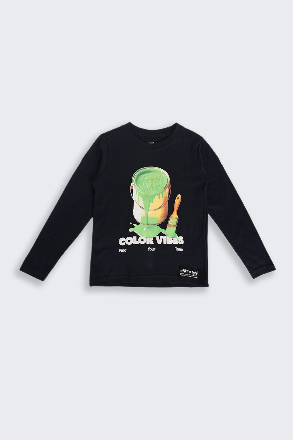 Boys Black Graphic Cotton Regular Fit T-Shirt