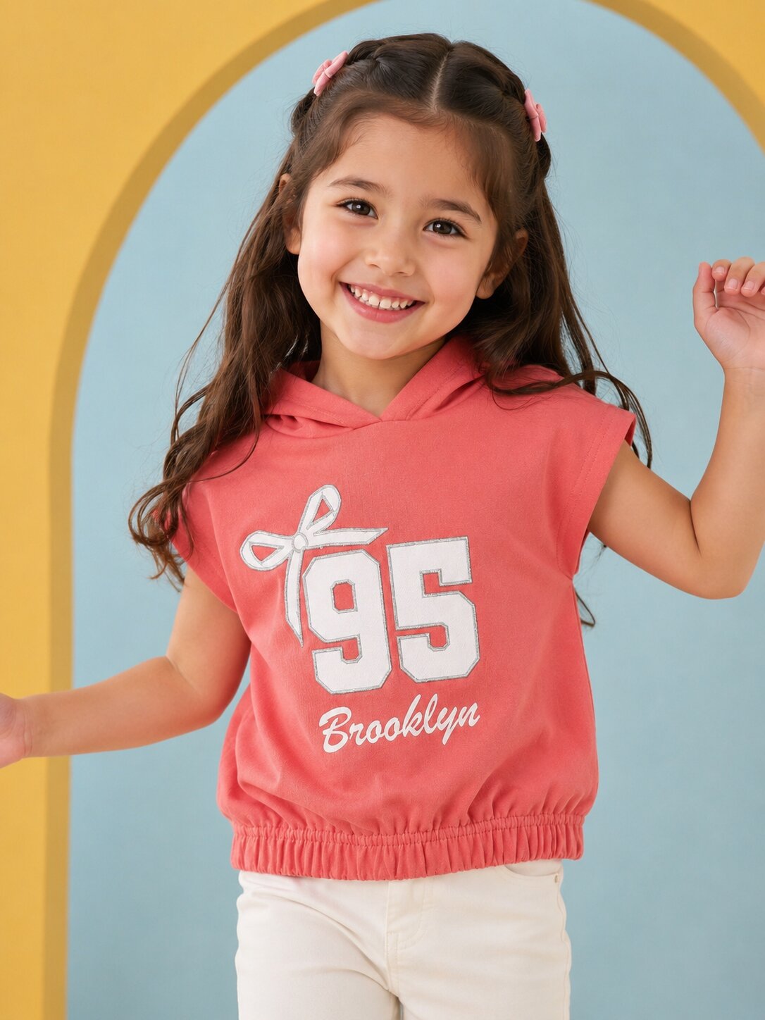 Girls Coral Cotton Regular Fit T-Shirt