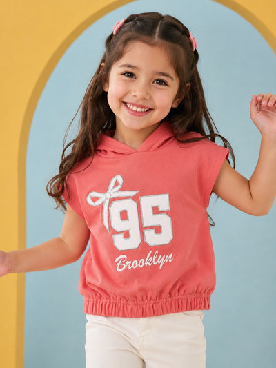 Girls Coral Cotton Regular Fit T-Shirt