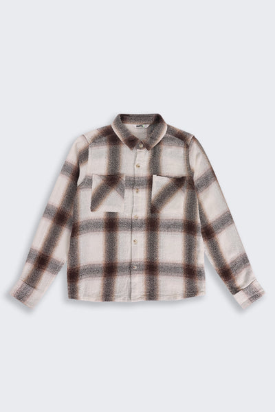 Tweens Boys Brown Cotton Regular Fit Shirt