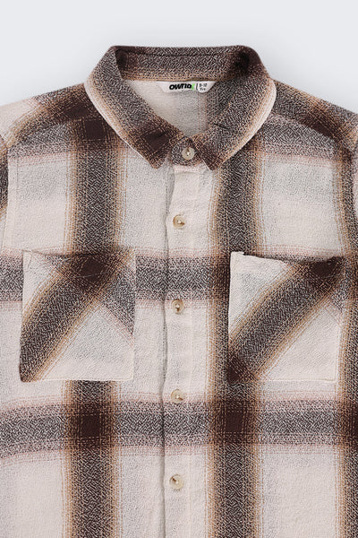 Tweens Boys Brown Cotton Regular Fit Shirt